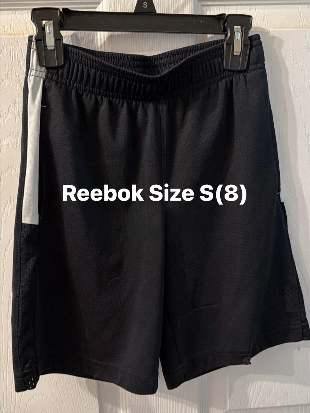 Reebok Black Shorts with White Side Panels